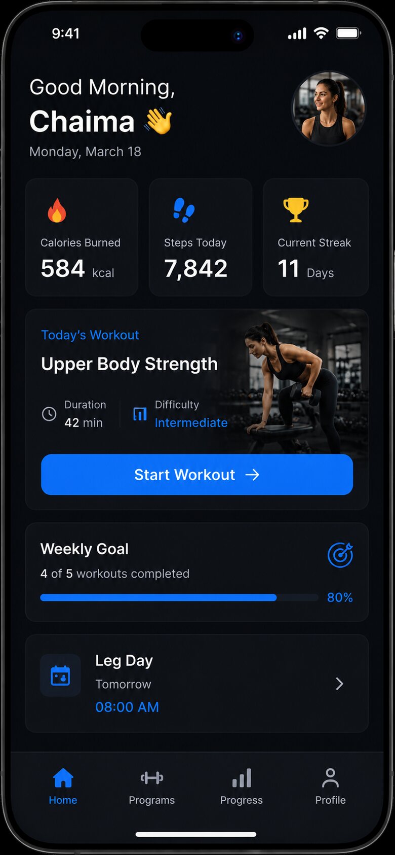 AthloApp — fitness dashboard