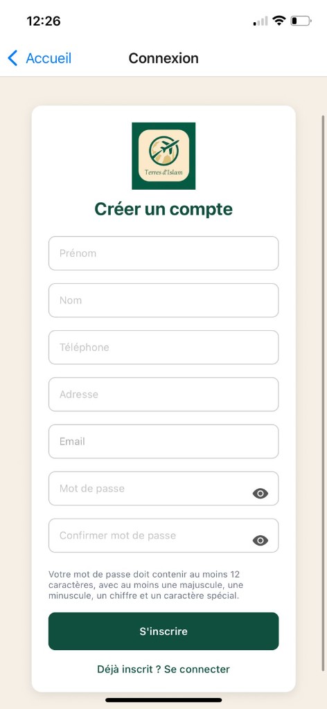 Lands of Islam mobile app destination details screen