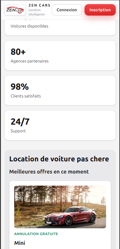 ZenCars mobile app offers list screen